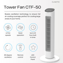 Load image into Gallery viewer, Climatik CTF-50 Tower Fan